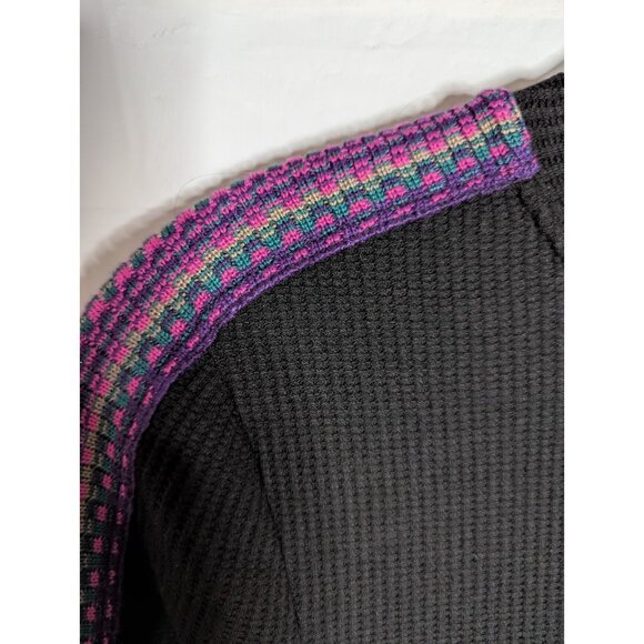 NATURAL LIFE Long Sleeve Waffle Thermal Tiered Floral Knit Top Sz S Boho Cottage - Picture 3 of 8